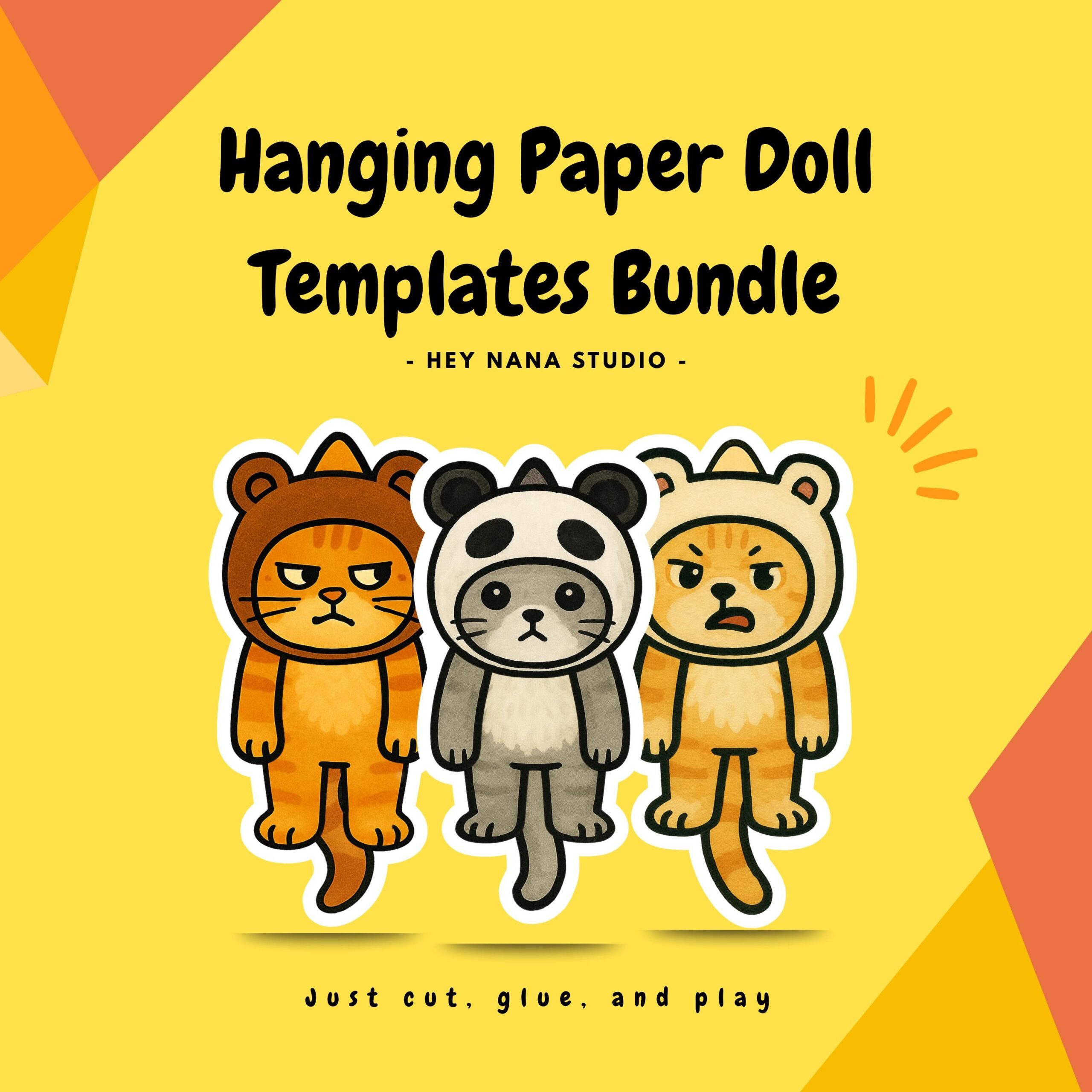 Printable Hanging Paper Doll Easy Template Bundle Animal Paper Doll Cute Kawai Dolls Kid Activities DIY Kit Etsy Israel