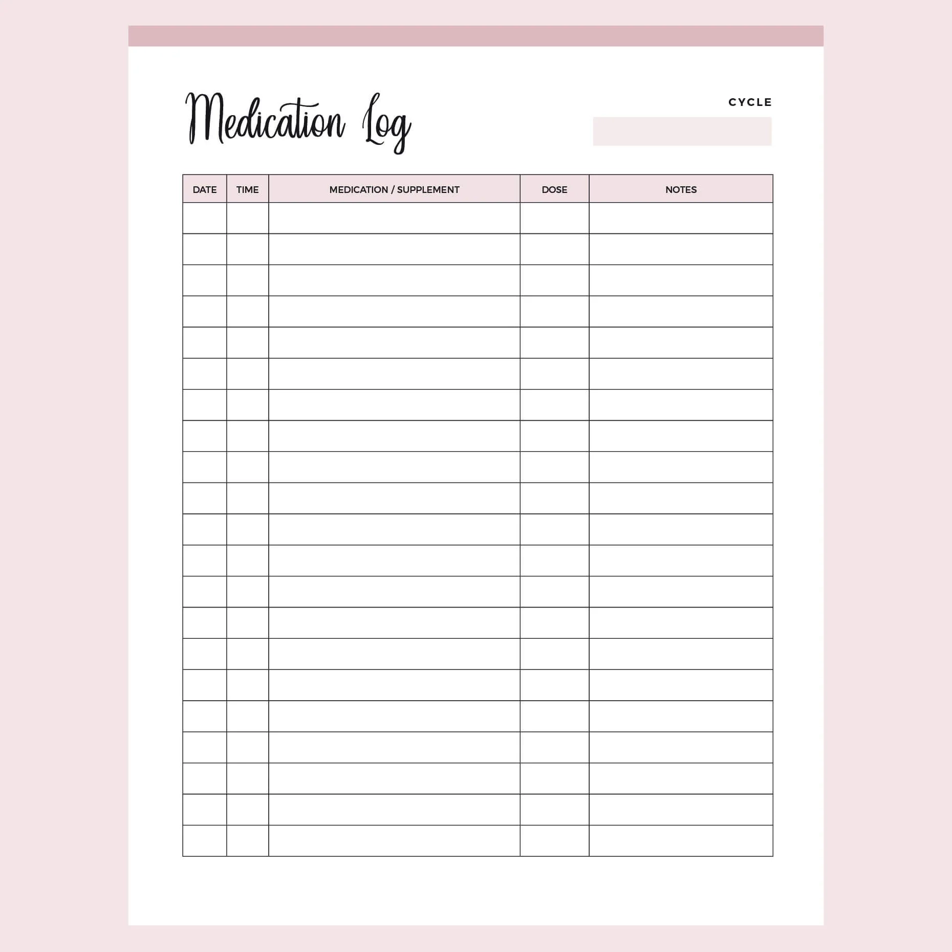 Printable Medication List Template Free Printable Medication List Template Free