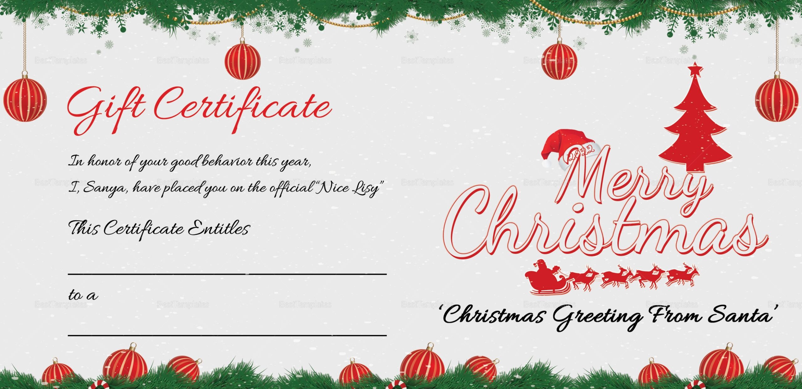 Printable Merry Christmas Gift Certificate Template In Adobe Photoshop Printable Merry Christmas Gift Certificate Template In Adobe Photoshop