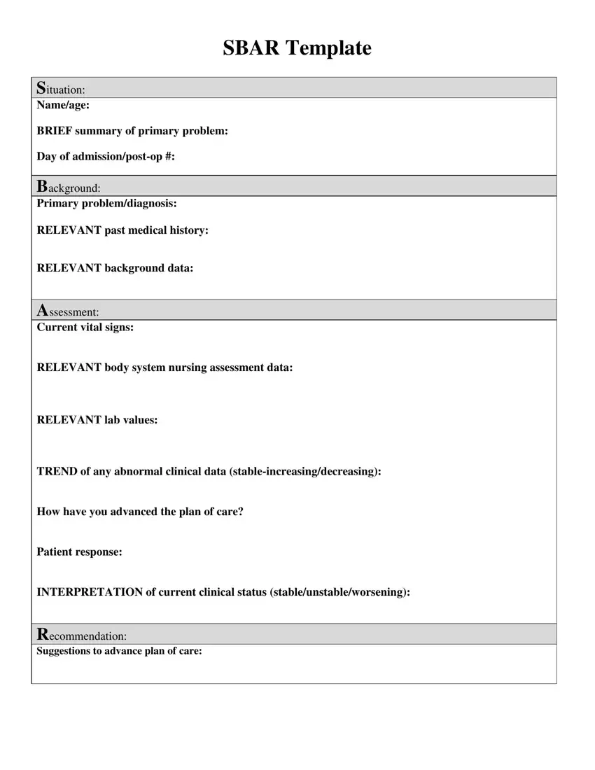 Printable Sbar Template Fill Out Printable PDF Forms