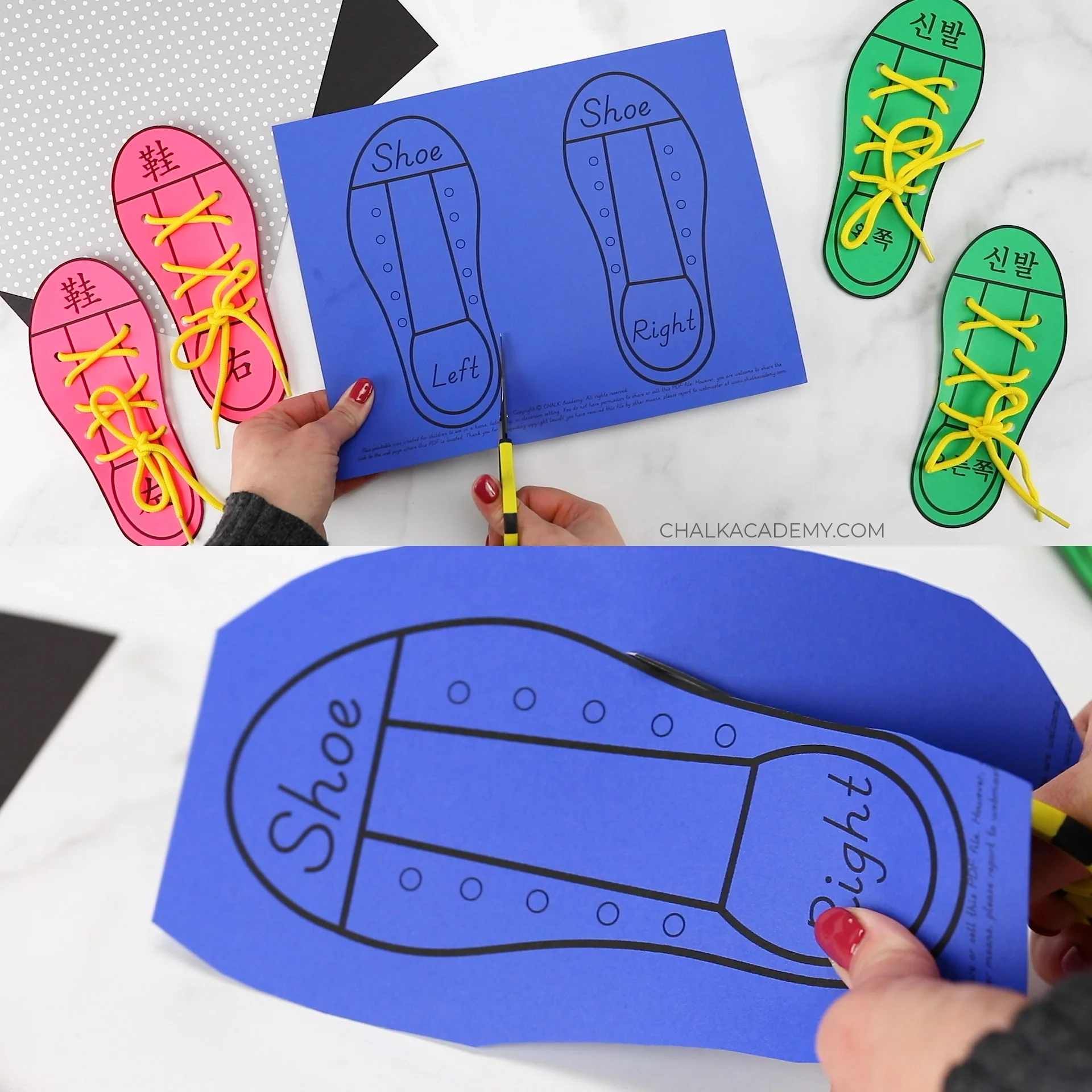Printable Shoe Tying Practice For Kids English Chinese Korean Chalk Academy