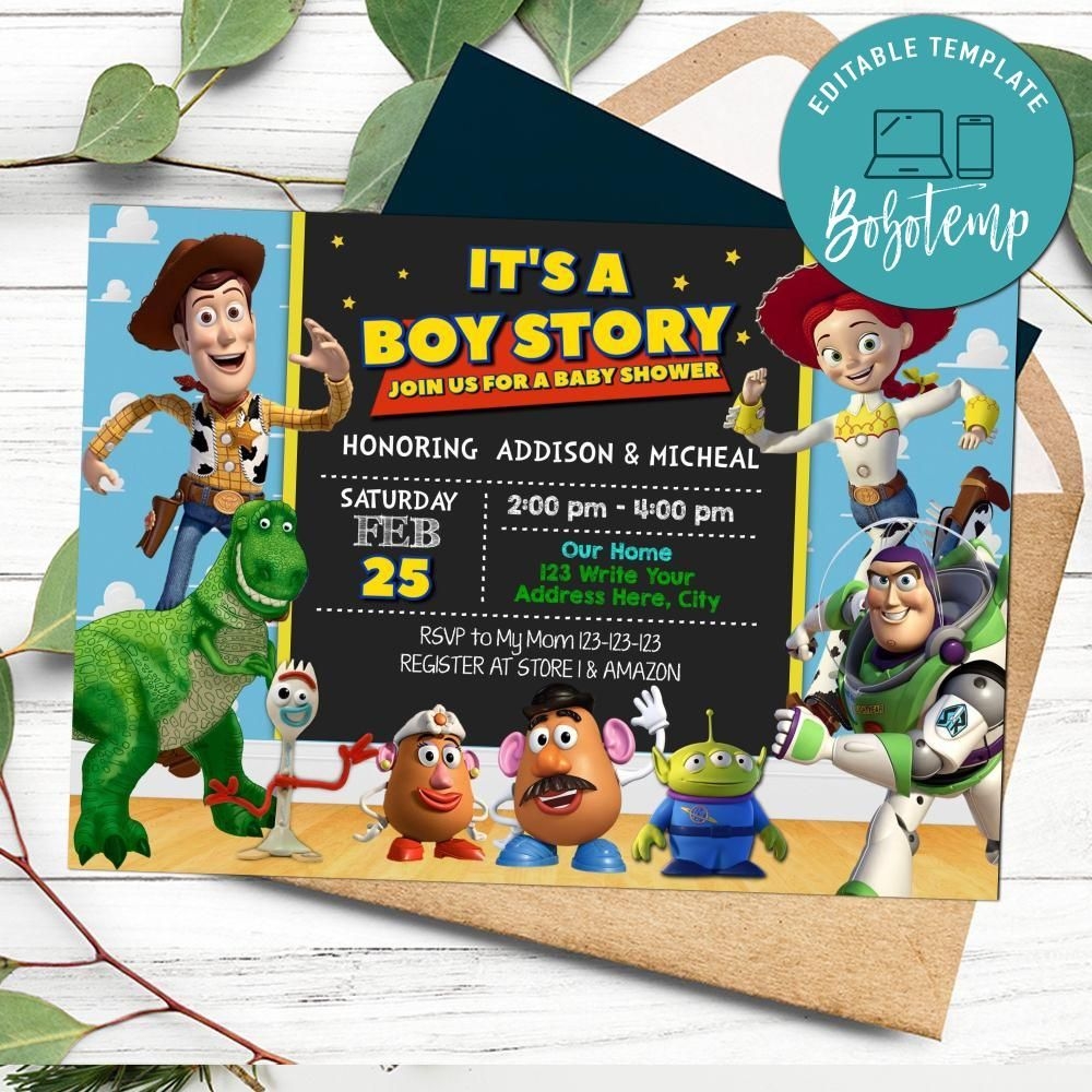 Printable Toy Story Baby Shower Invitation Instant Download Bobotemp