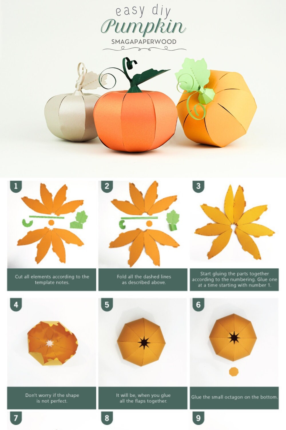 Pumpkin SVG PDF Template Easy Papercraft Decor DIY Fall Craft Etsy Israel Pumpkin SVG PDF Template Easy Papercraft Decor DIY Fall Craft Etsy Israel