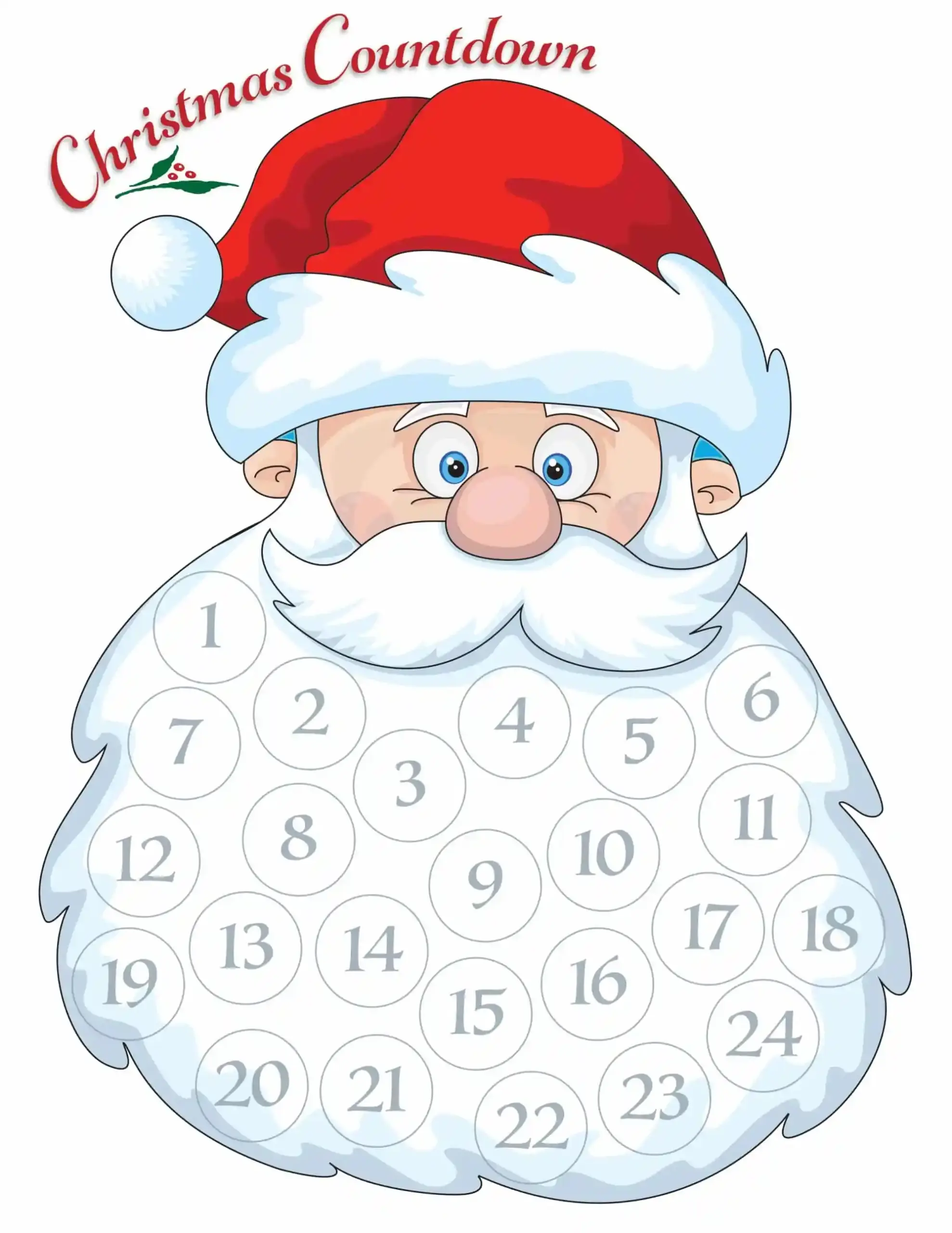 Santa Beard Countdown Calendar Free Holiday Fun For The Kids Kitchen Trials