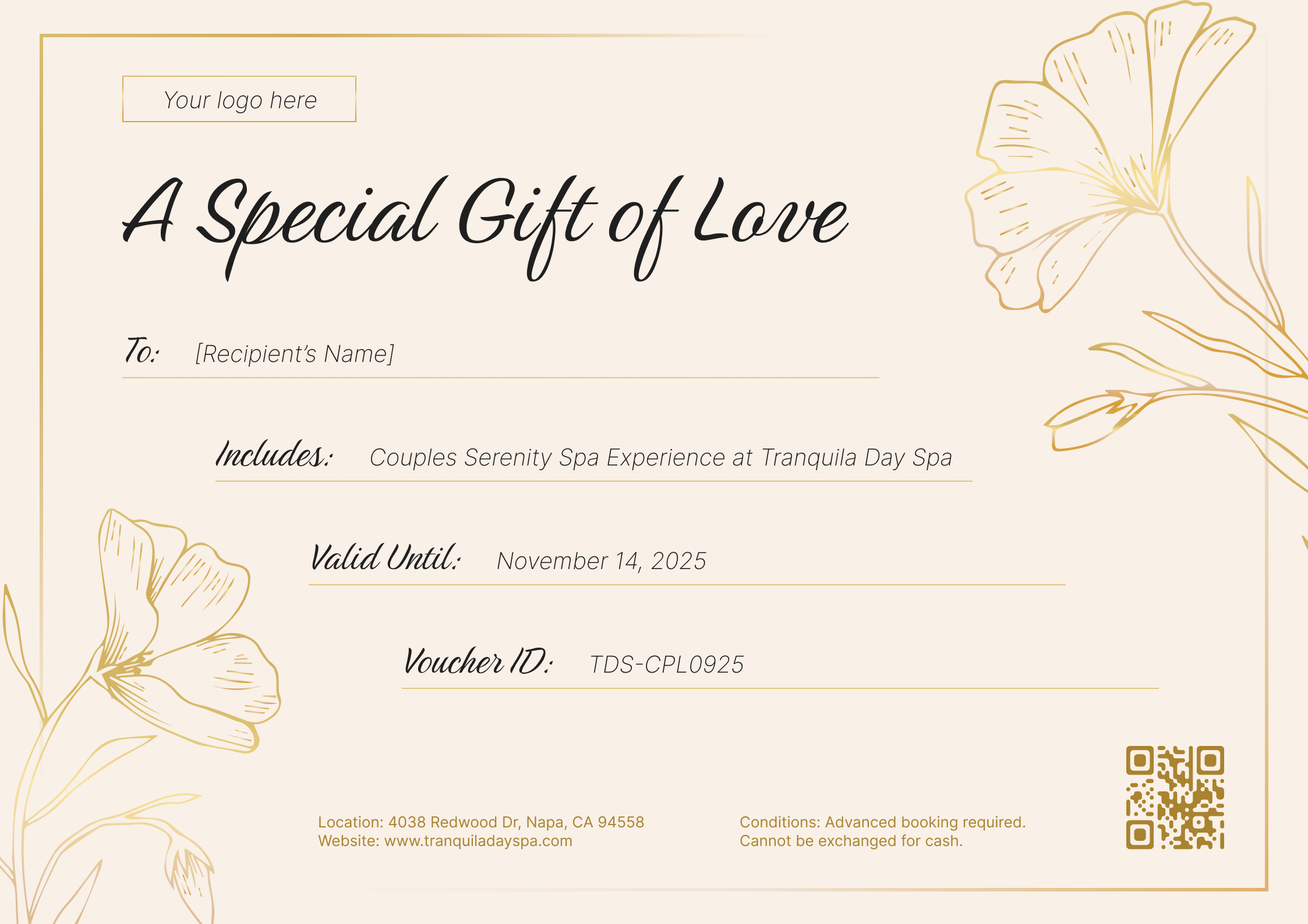 Simple And Floral Spa Gift Certificate Template