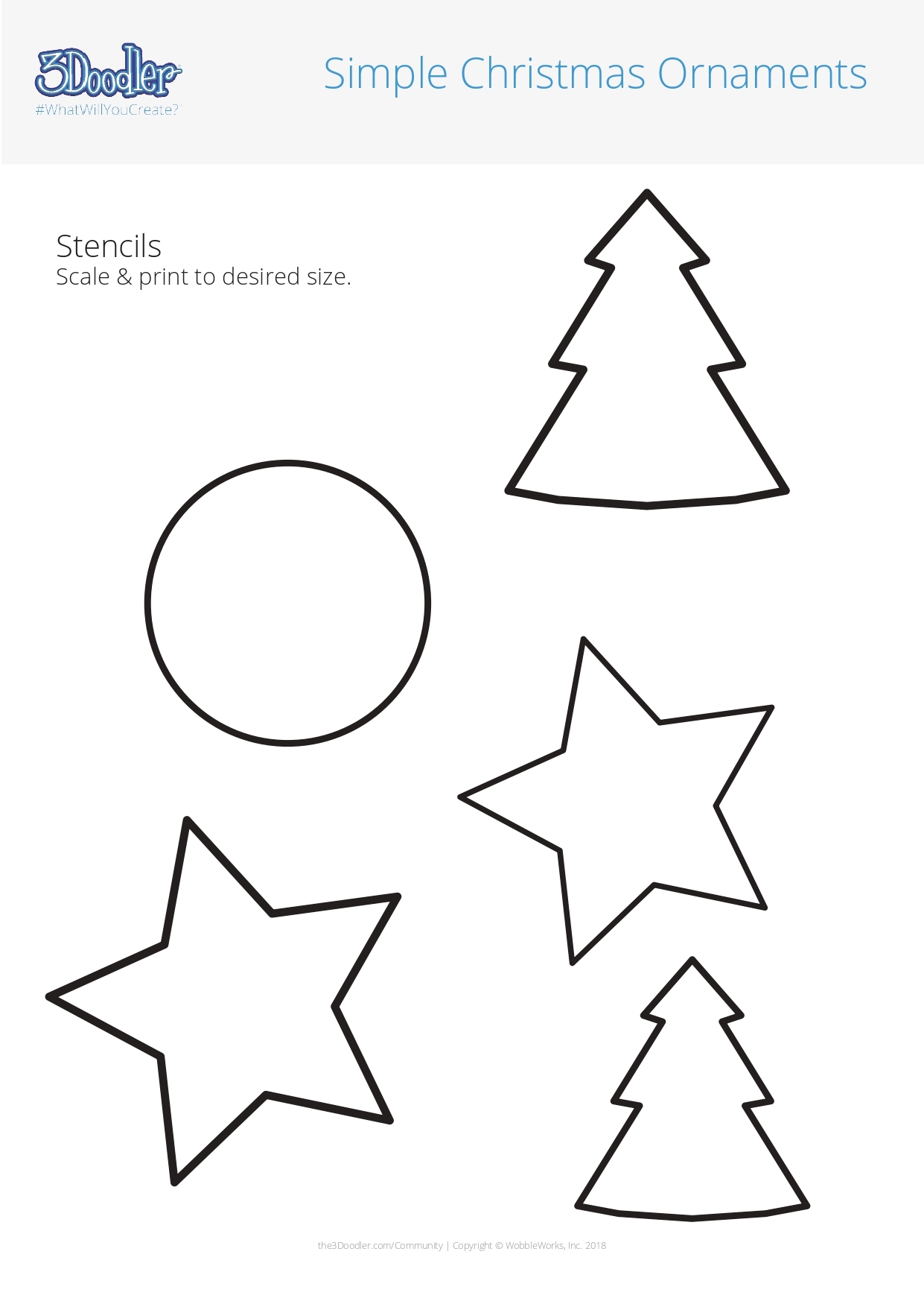 Simple Holidays Ornaments 3D Pen Stencil 3Doodler