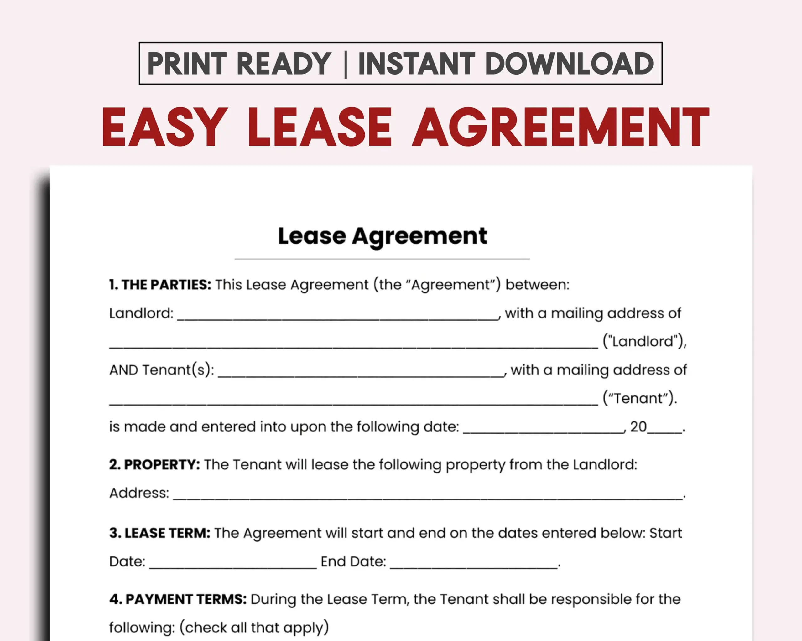 Free Printable Lease Agreement Template