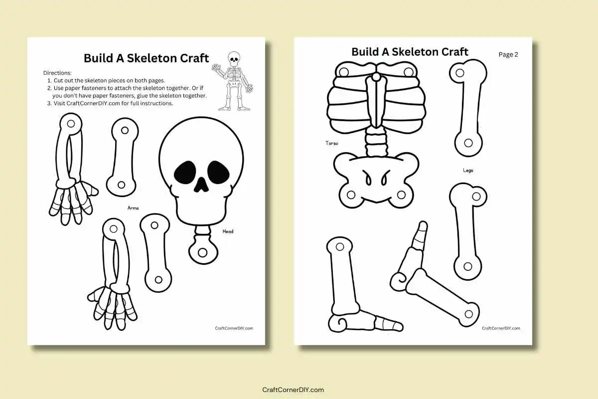 Cut Out Printable Skeleton Bones Template