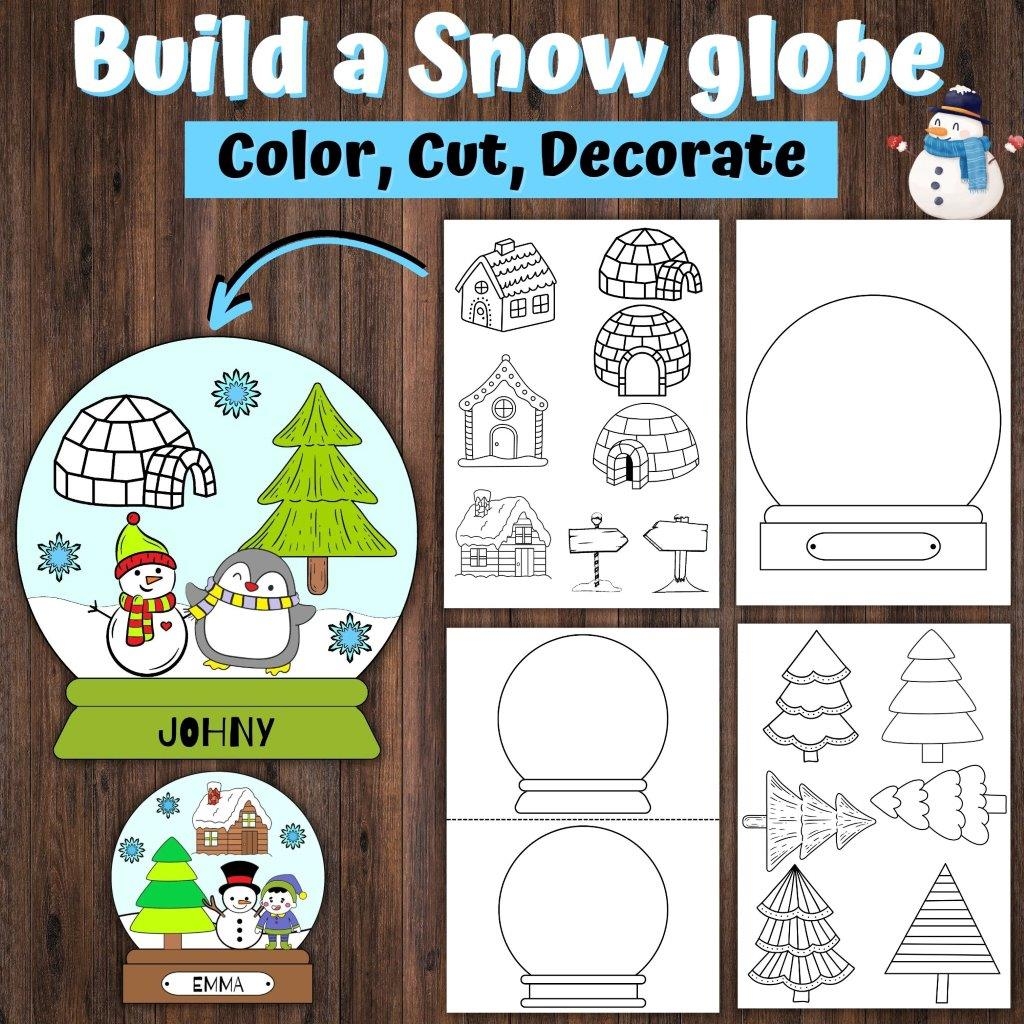 Snow Globe Template Snow Globe Craft Color Cut Paste Holidays Activities Made By Teachers
