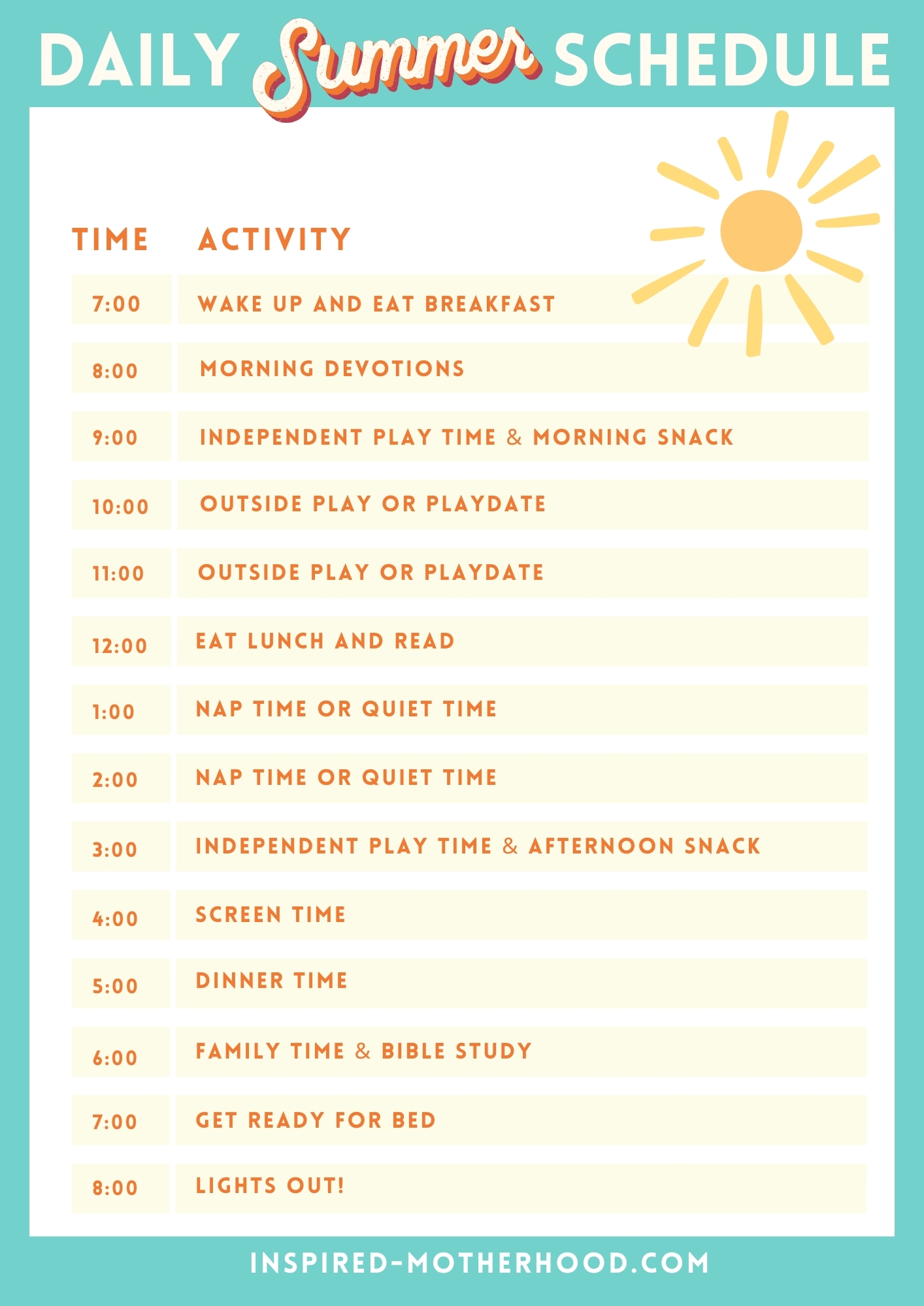 Summer Kids Schedule That Will Inspire You Plus Free Printable 
