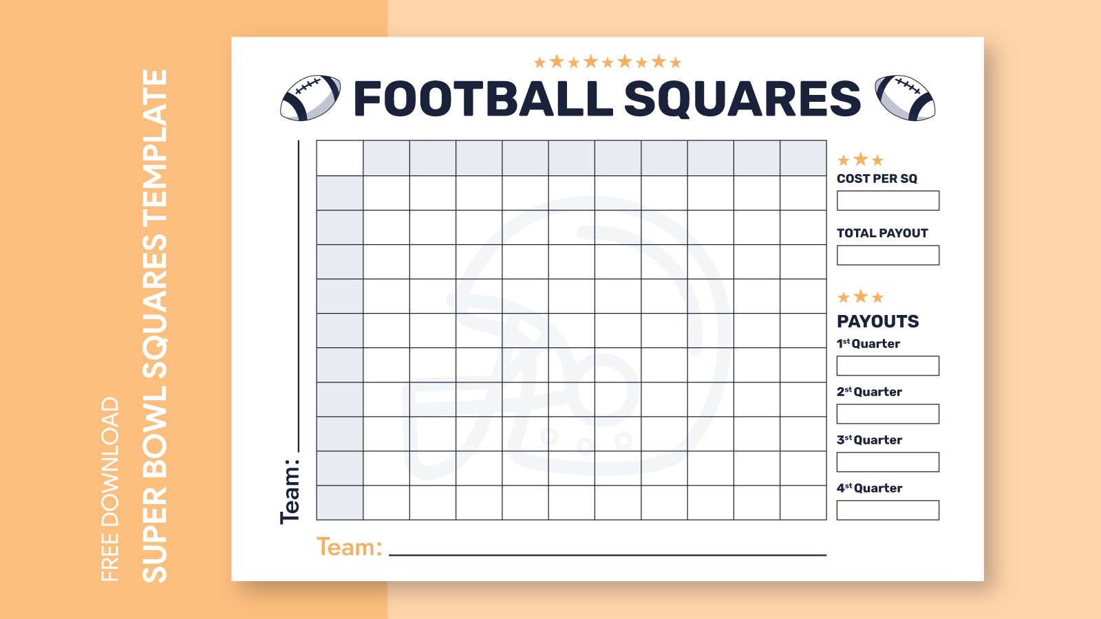 Printable 100 Square Football Pool Template Printable 100 Square Football Pool Template