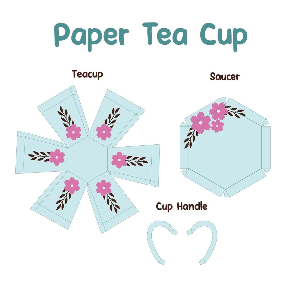 Tea Cup Template 3D 10 Free PDF Printables Printablee
