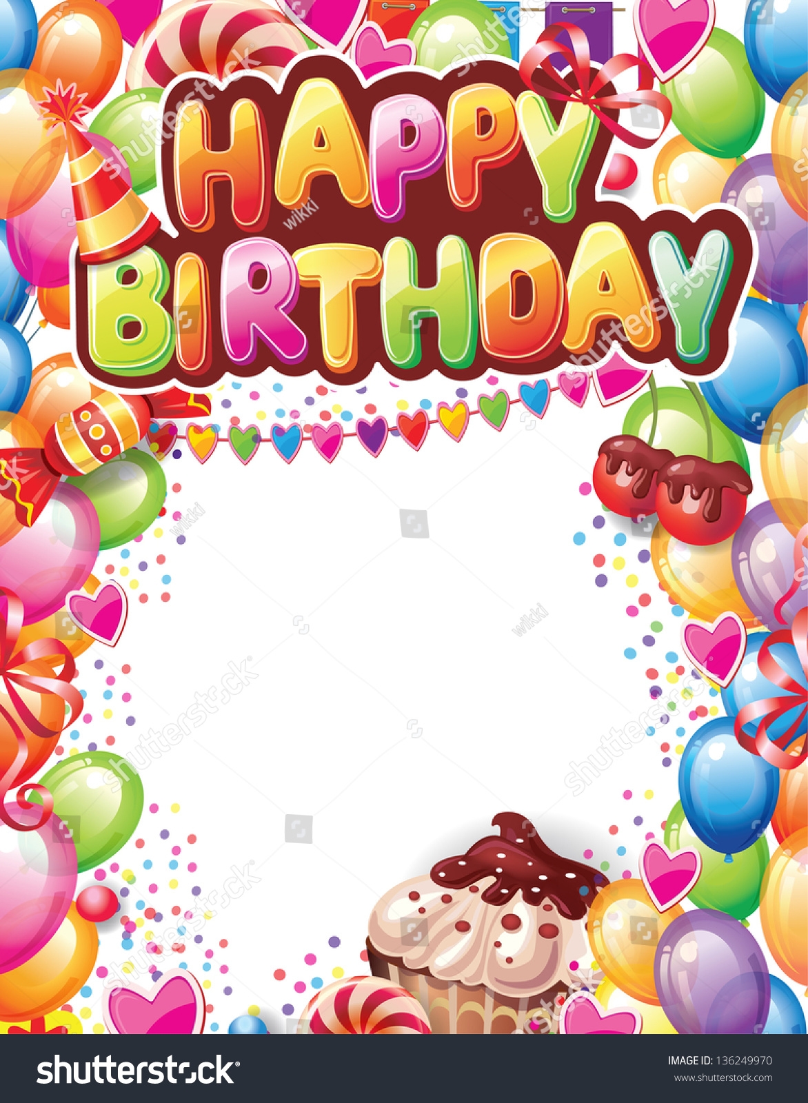 Template Happy Birthday Card Stock Vector Royalty Free 136249970 Shutterstock