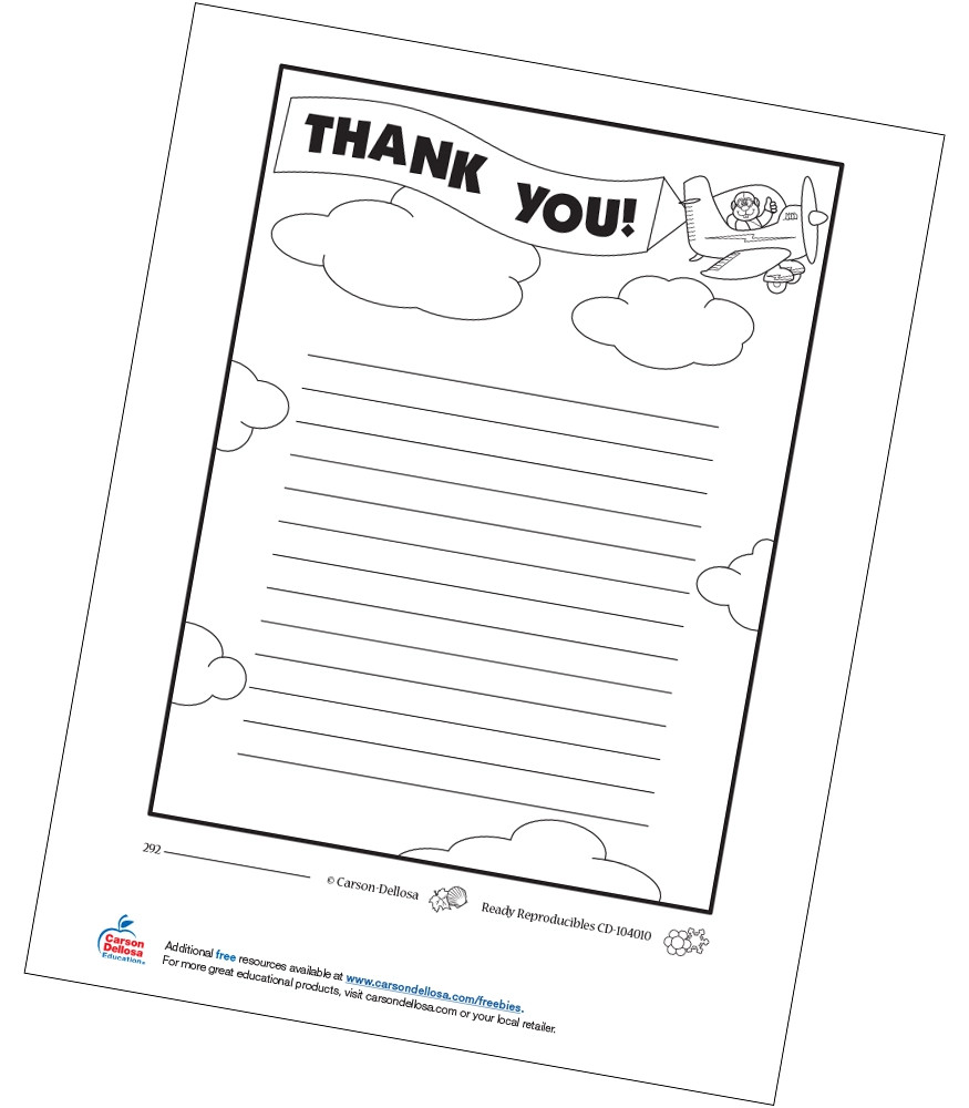 Thank You Letter Free Printable Carson Dellosa