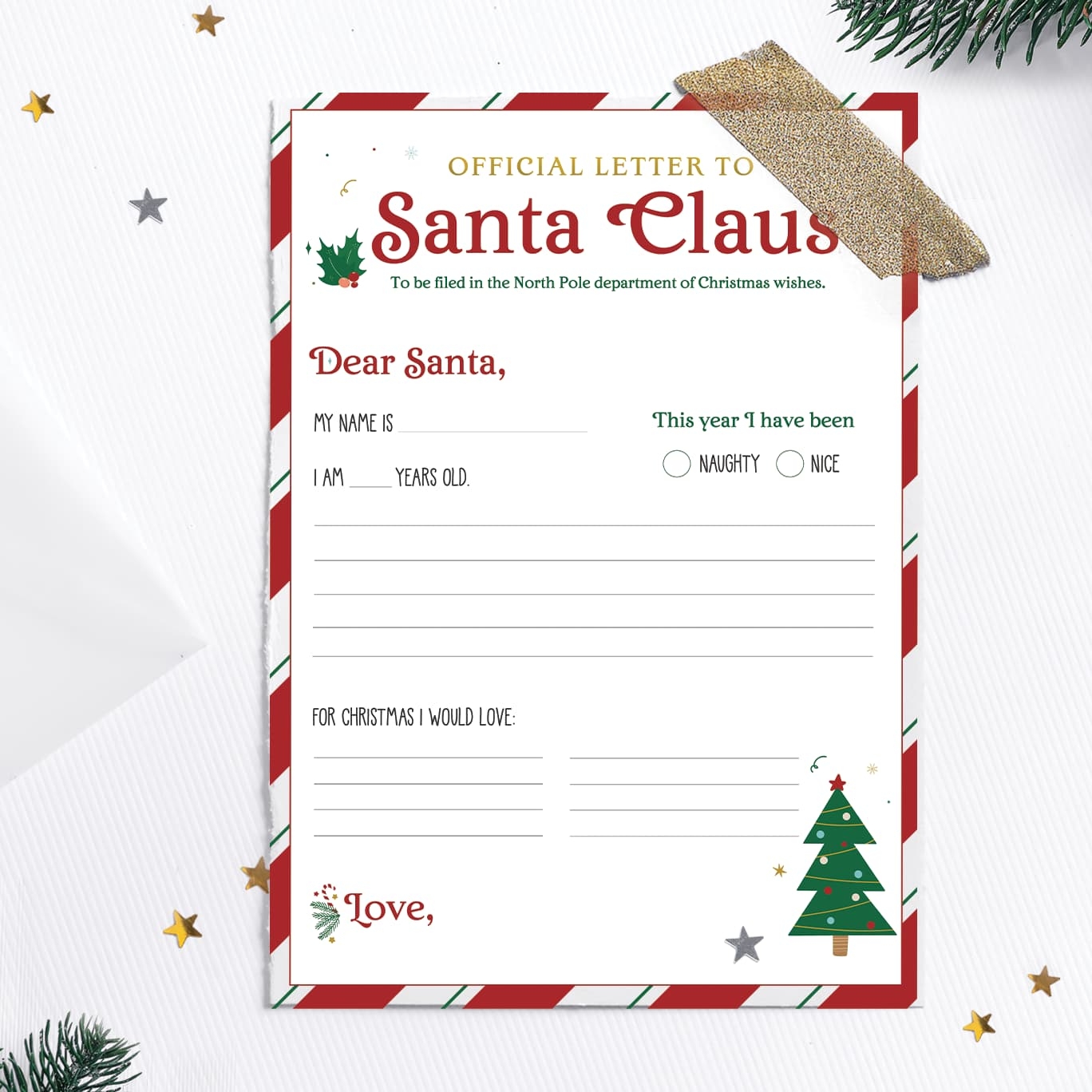 Printable Letter To Santa Template