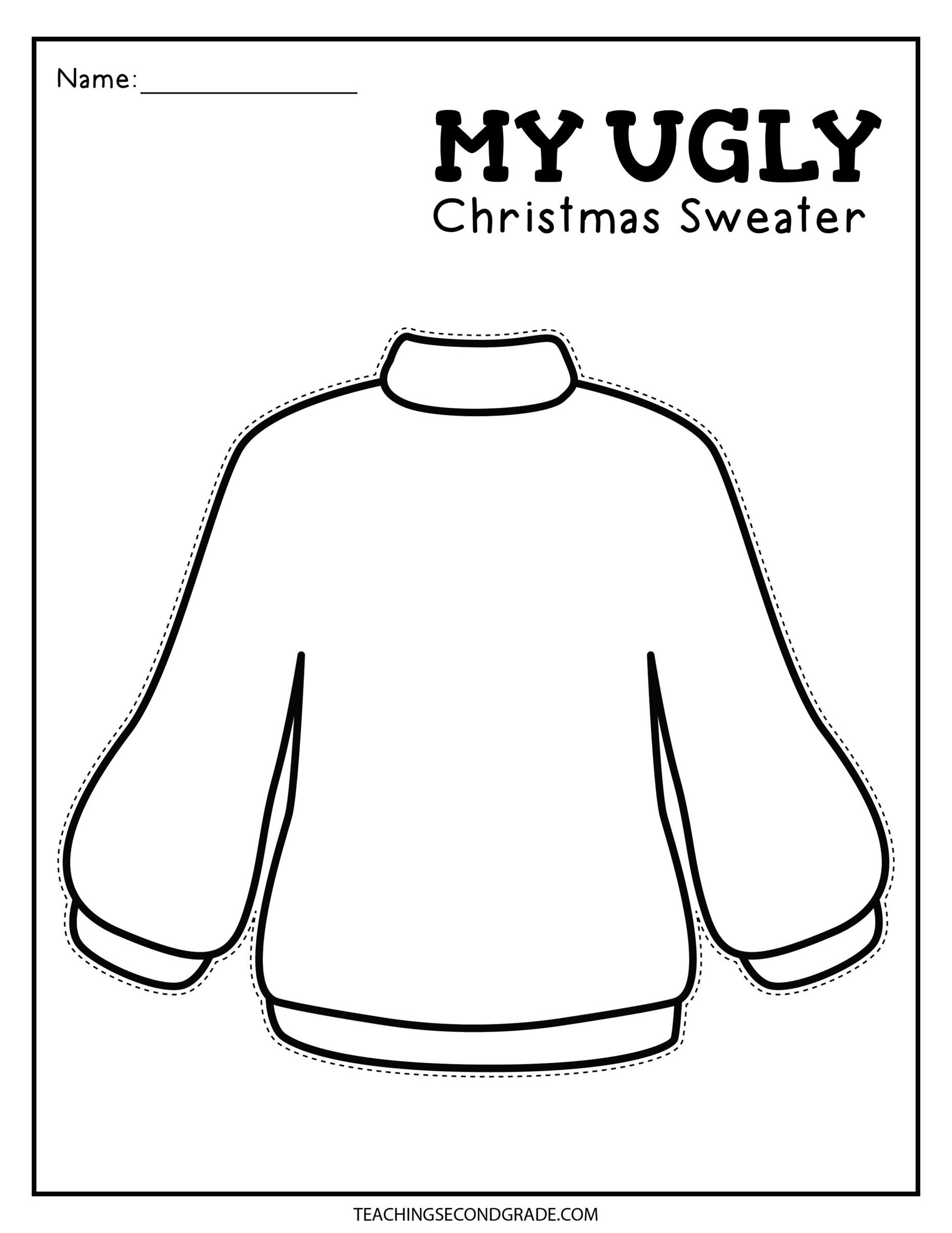 Ugly Christmas Sweater Cut And Paste Craft Template Teaching Ideas Made Easy