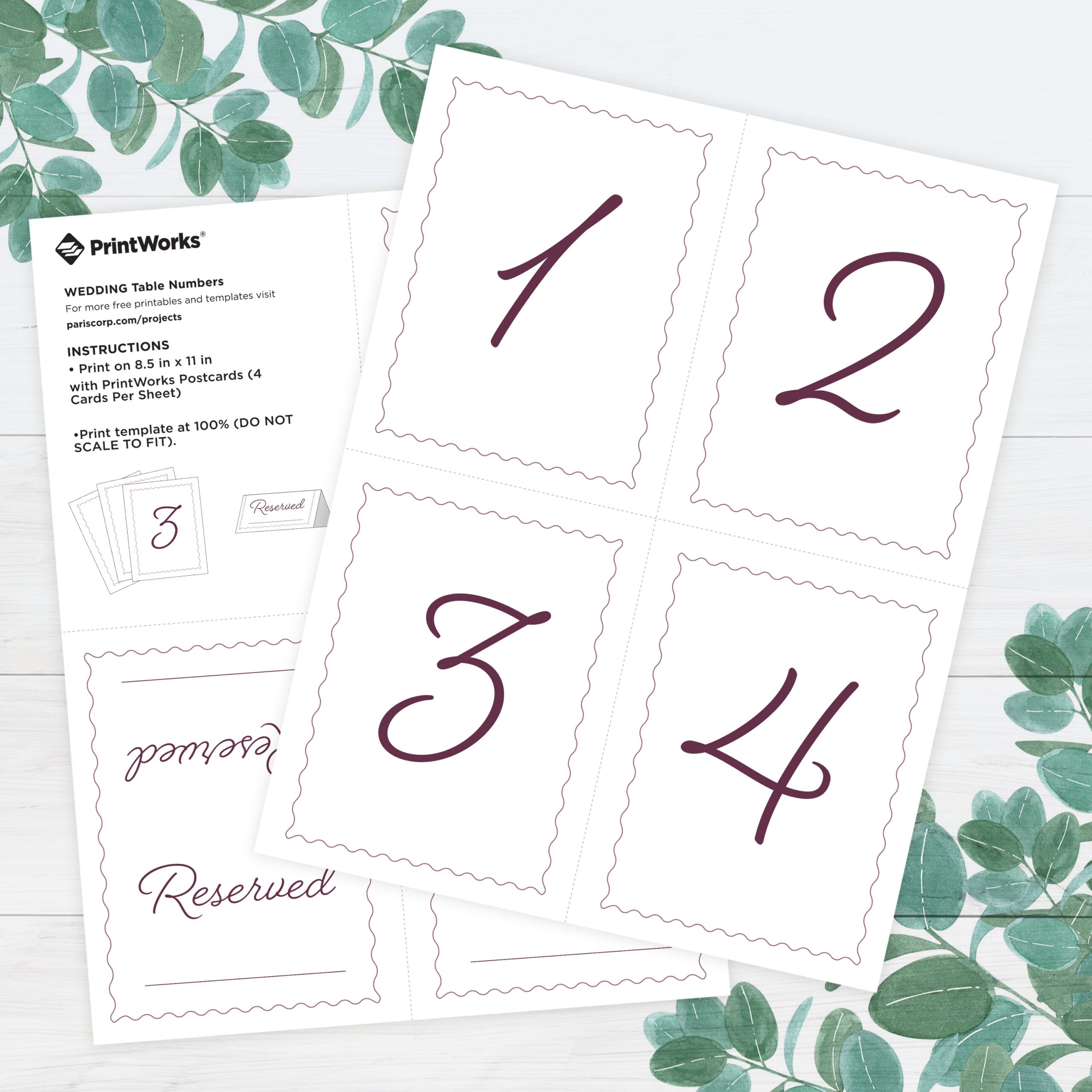 Wedding Table Number Free Printable From PrintWorks