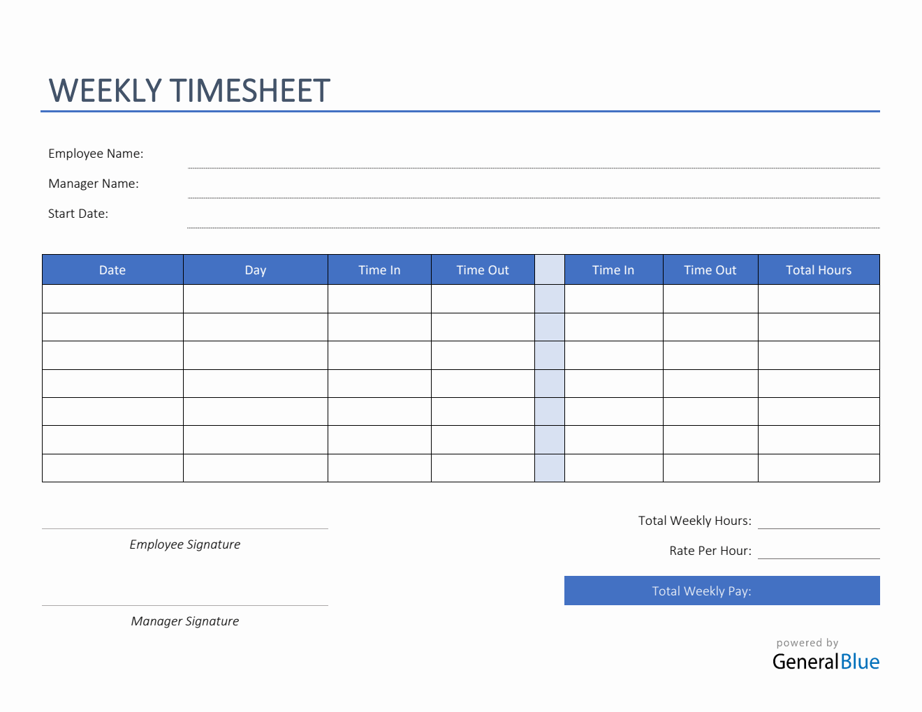 Weekly Timesheet Templates