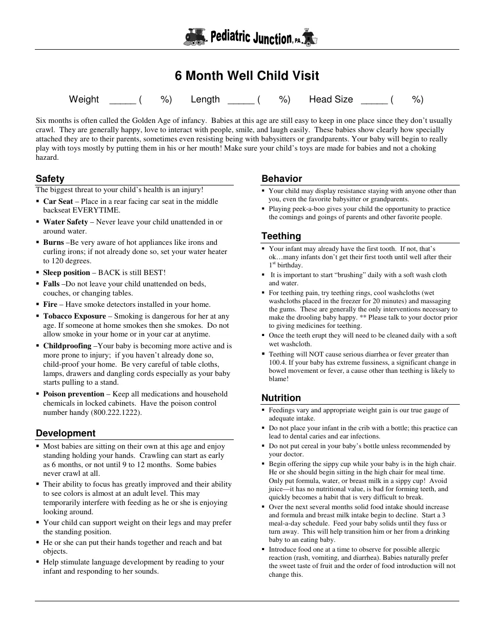 Well Child Visit Template Business Plan Templates