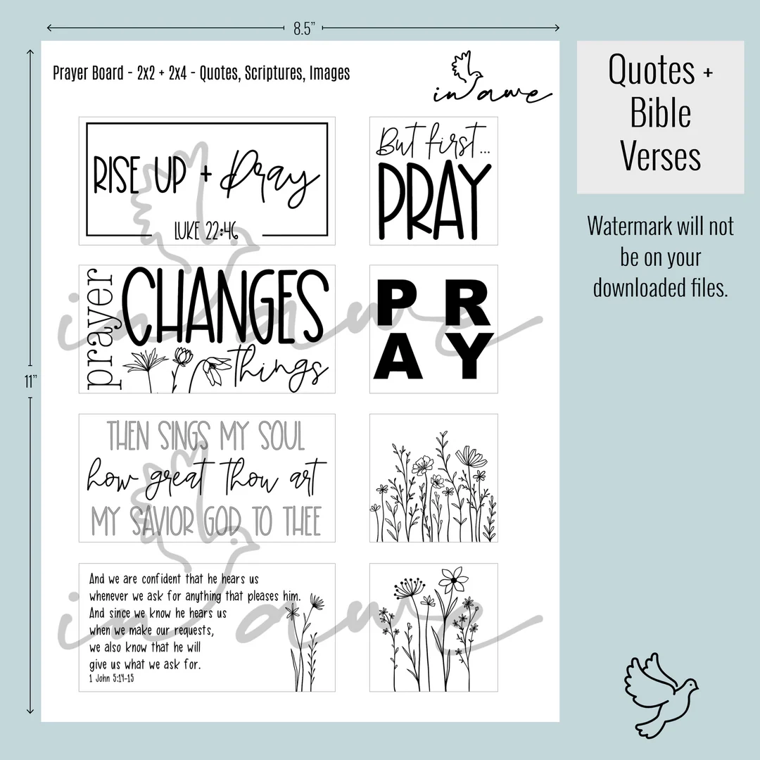 Wildflower Prayer Board Printable DIY Prayer Board Instant Digital InAWE